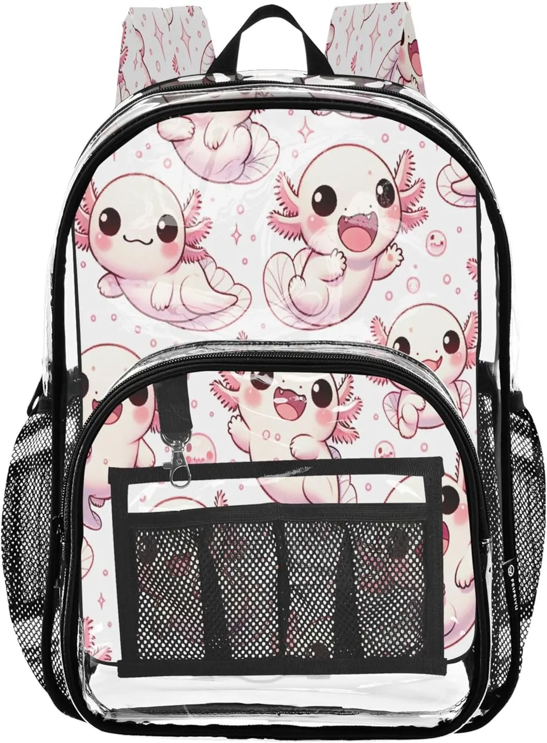 Cute Cartoon Axolotls Kids' Backpacks, Large Clear Bag, Transparent Bag
