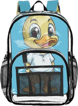 Cute Duck Blue Boys Backpacks, Clear Plastic Bag, Clear Backpack for Girls, Girls Backpacks Ages 8-10