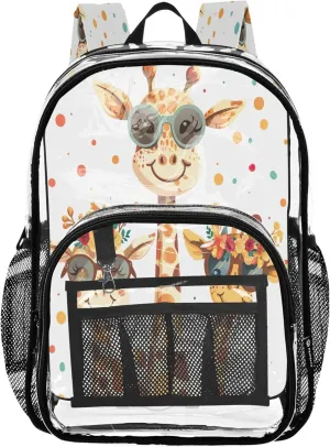Cute Giraffe Family Bag for School, Large Clear Bag, Transparent Bag