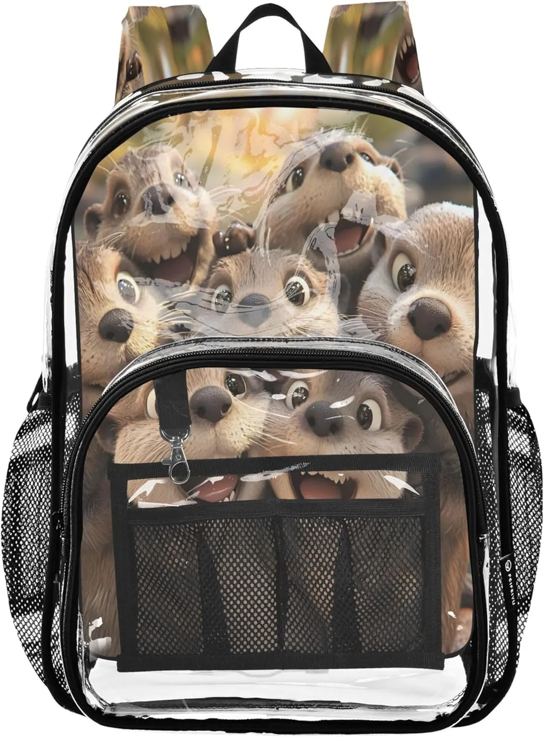 Cute Otters Taking Selfie Girls School Backpacks, Clear Plastic Bag, Clear Backpack for Girls, Girl Backpacks Ages 8-12