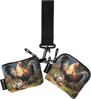 Cute Rooster Zip Around Wristlet Wallet for Women Portable Detachable Dual Pocket Keychain Wallet Wrist Wallet
