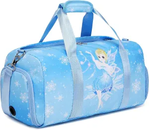 Dance Bags for Girls, Fairy Blue Duffle Bags with Wet & Shoe Compartment Ballet Bag for Girls, Water Resistant Gym Sport Travel Bag Overnight Sleepover Bags