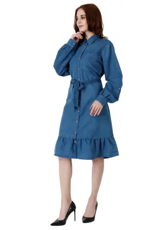 Denim Frilled Dress