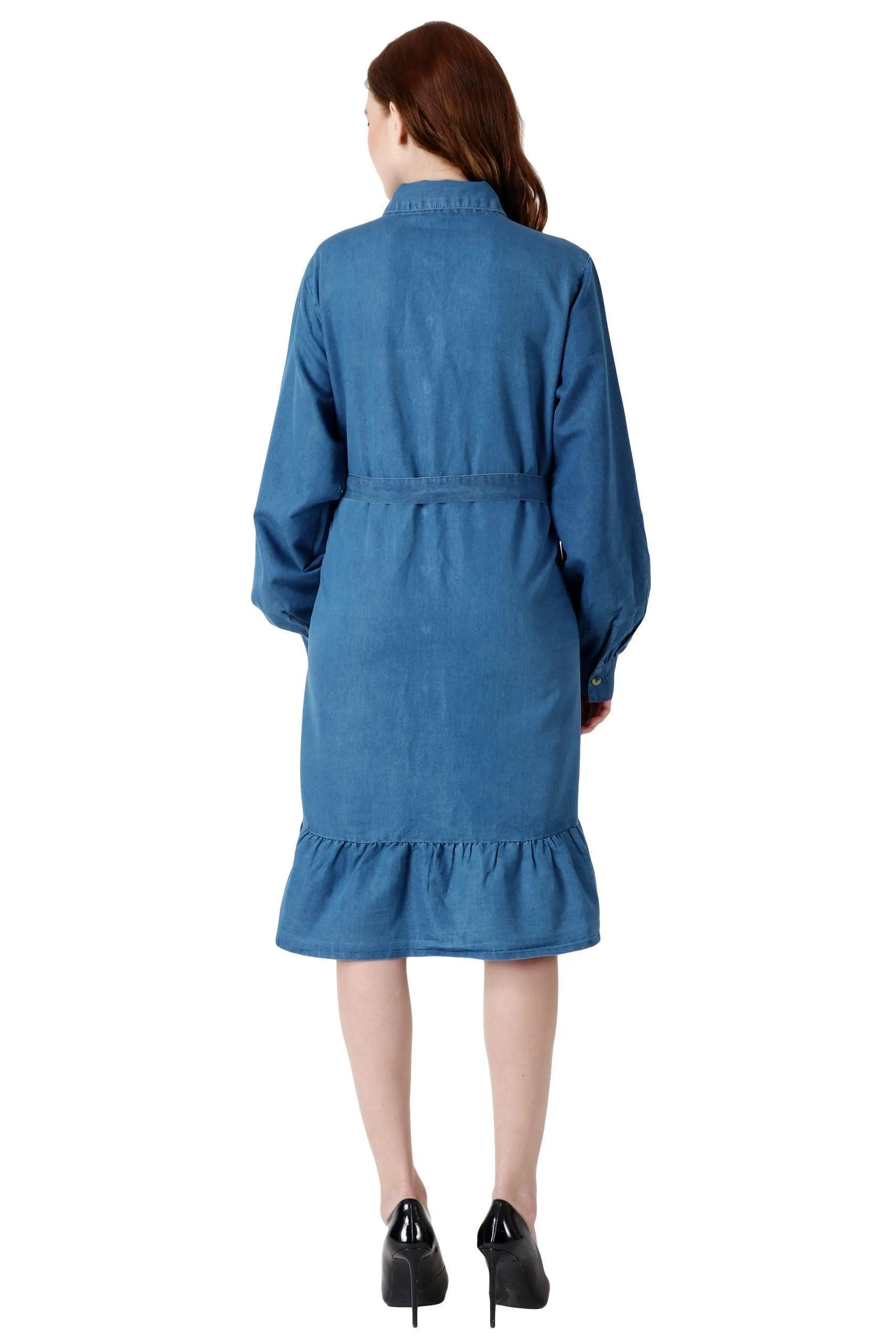Denim Frilled Dress