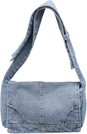 Denim Shoulder Bag for Women Satchels Large Crossbody Handbag Jean Casual Tote Purse