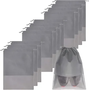 DIOMMELL 12PCS X-Large Non-Woven Fabric Shoe Bags with Drawstring, Black