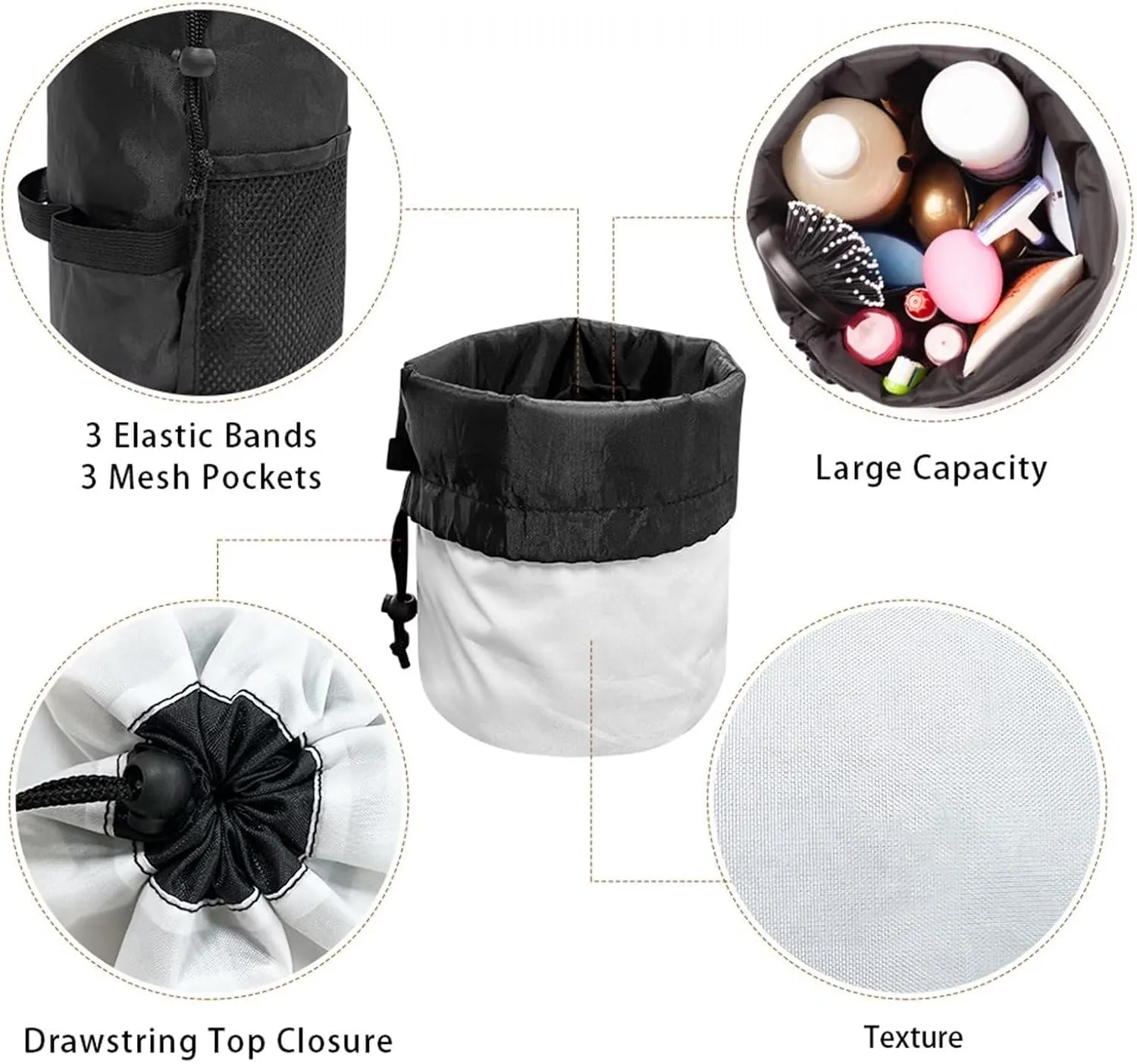 Dolyues Axolotls Print Barrel Drawstring Makeup Bag for Cosmetics, Portable Cosmetic Travel Bag Multifunctional Toiletry Organizer Bags for Women
