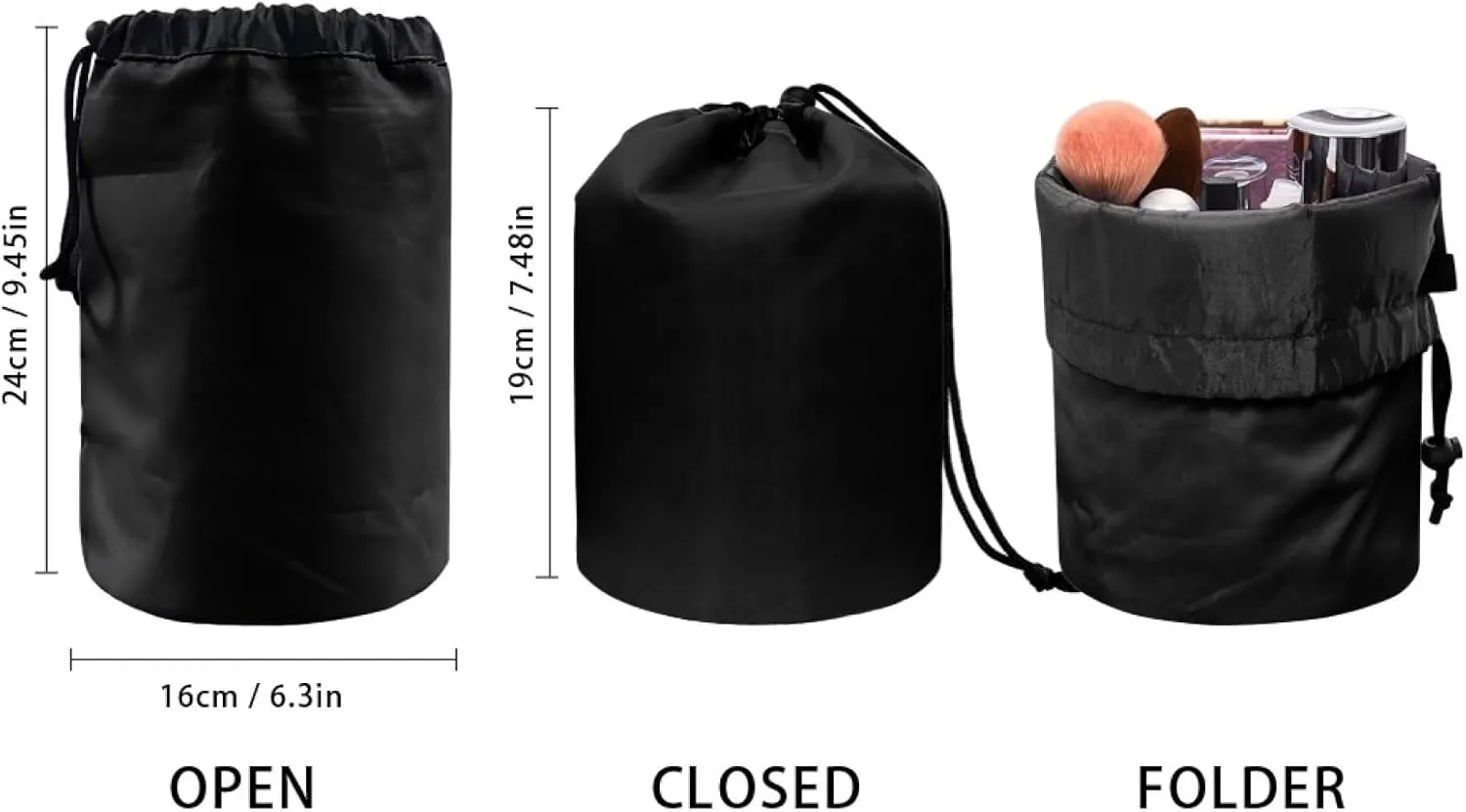 Dolyues Axolotls Print Barrel Drawstring Makeup Bag for Cosmetics, Portable Cosmetic Travel Bag Multifunctional Toiletry Organizer Bags for Women