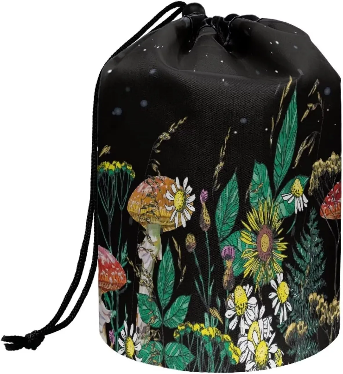 Dolyues Mushroom Cosmetic Bag Large Capacity Drawstring Makeup Bag for Women Portable Multifunctional Toiletry Bucket Bags Storage Pocket Travel Makeup Organizer Pouch