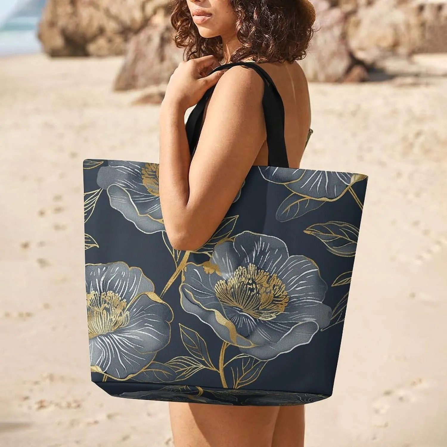 Dragon Fruit Pattern Beach Bag Reusable Tote Bag Foldable Grocery Bags Women Shopping Bags for Daily Essentials