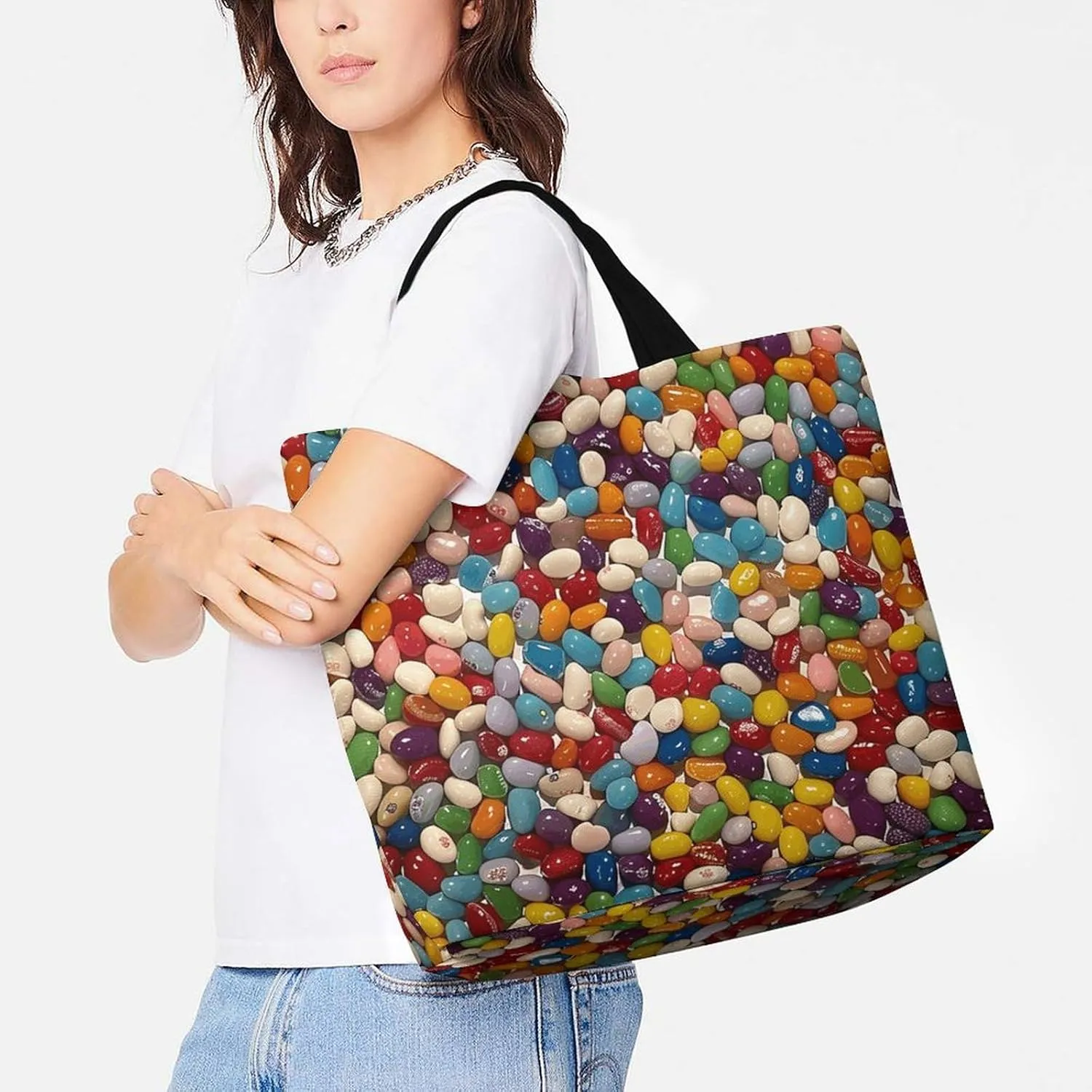 Dragon Fruit Pattern Beach Bag Reusable Tote Bag Foldable Grocery Bags Women Shopping Bags for Daily Essentials