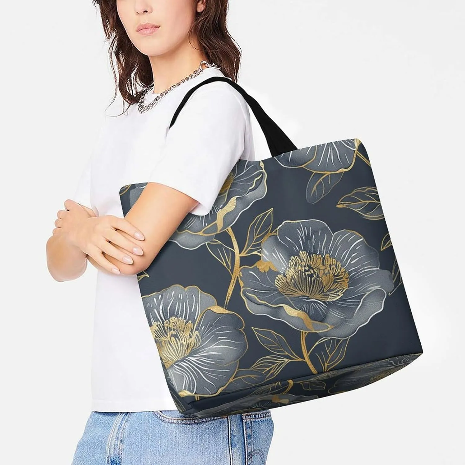 Dragon Fruit Pattern Beach Bag Reusable Tote Bag Foldable Grocery Bags Women Shopping Bags for Daily Essentials
