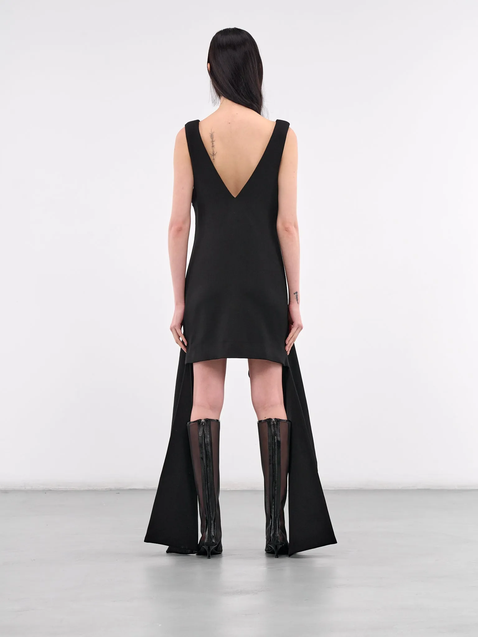 Draped V-Neck Mini Dress (DR0478-PG1580-BLACK)