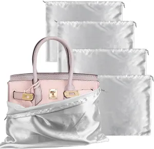 Dust Bags for Handbags Silk - 4 Pack Silk Dust Cover Bags for Storage,Drawstring Travel Storage,Pouch for Handbag Purse Shoes Boots,White (15.719.6 Inch)