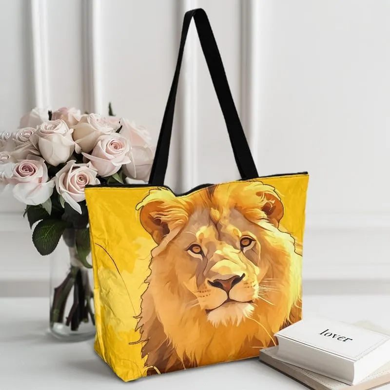 Fall Maple Leaves Women Tote Bag with Pocket, Peacock Feather Lightweight Paper Tote, Polka Dot Commute Work Bag