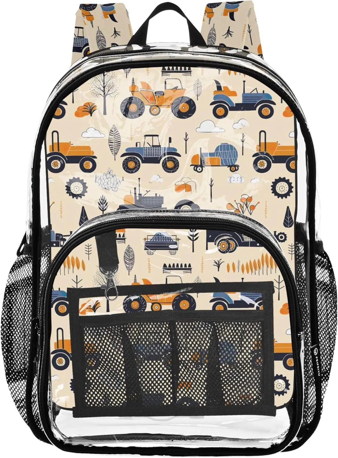 Farm Tractor Girl School Backpack, Clear Plastic Bag, Transparent Bag, Transparent Backpack