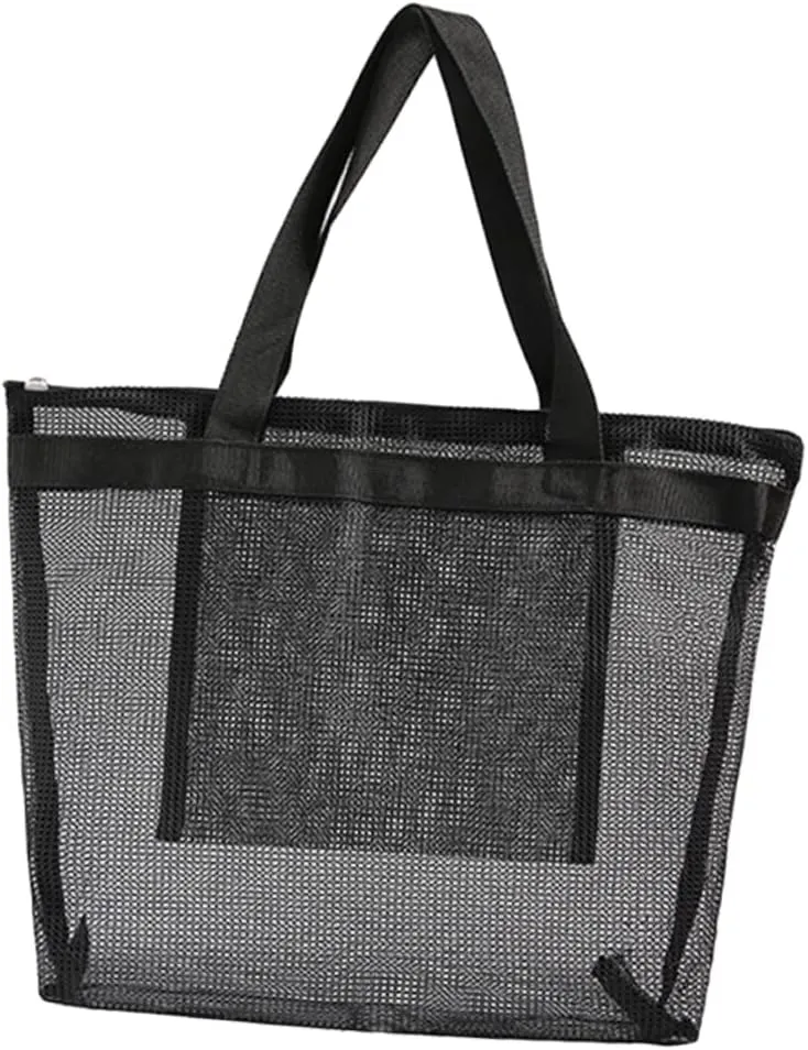 Fashion Mesh Shopping Bag Organizer Reusable Mesh Shoulder Bag Shopping Handbag Beach Dry Wet Clothes Separating Net Tote