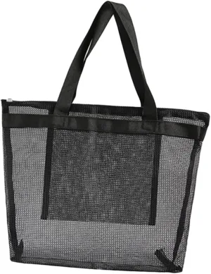 Fashion Mesh Shopping Bag Organizer Reusable Mesh Shoulder Bag Shopping Handbag Beach Dry Wet Clothes Separating Net Tote