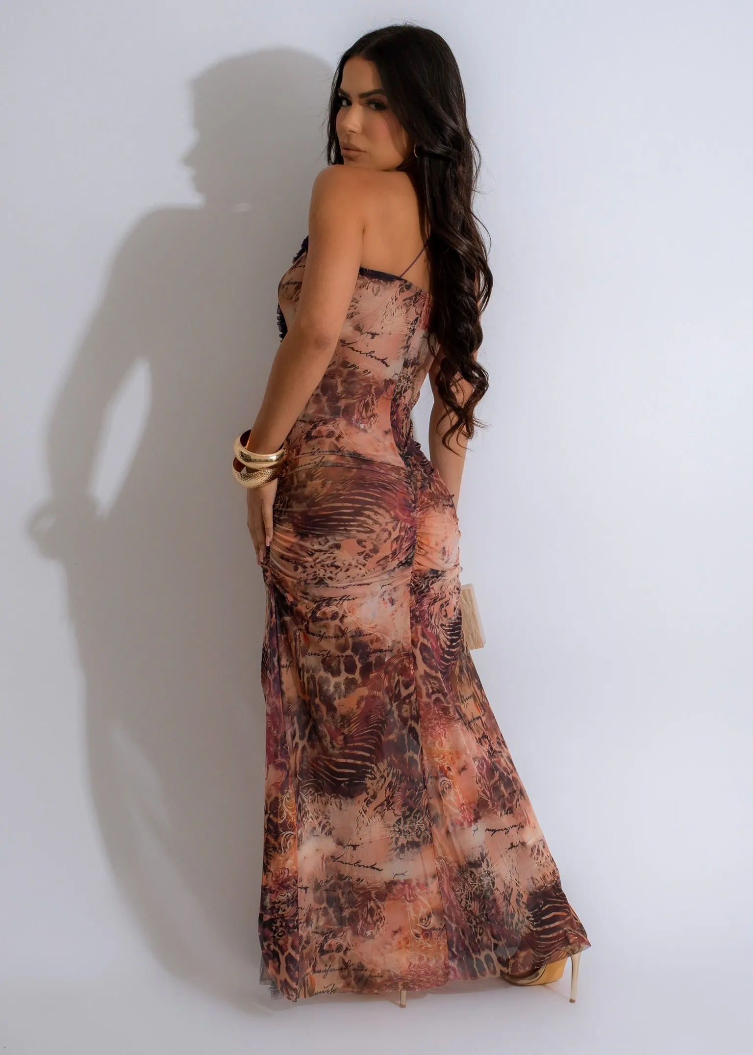Forever Savage Mesh Ruched Midi Dress Purple