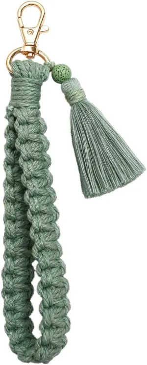 Fuqimanman2020 Boho Macrame Keychain Handmade Tassel Wristlet Keychain Bracelet Keyring Holder Wrist Lanyard Women