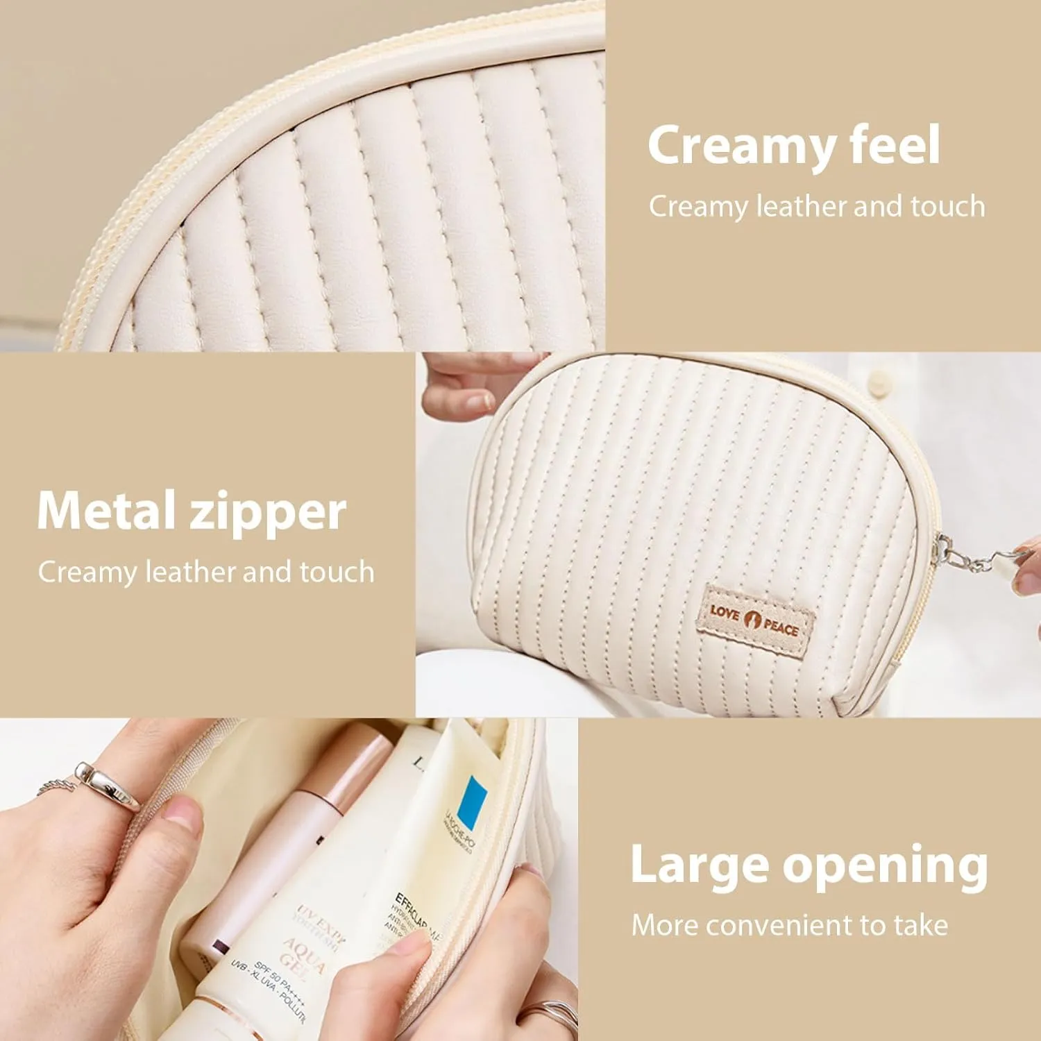 Fuxiqar Mini Small Makeup Bag-Cute Semicircle Cosmetic Pouch for Women,PU Leather Waterproof Tiny Makeup Pouch Purse,Toiletry Bag for School with Two Small Bags Preppy Birthday Gift (Light Green)