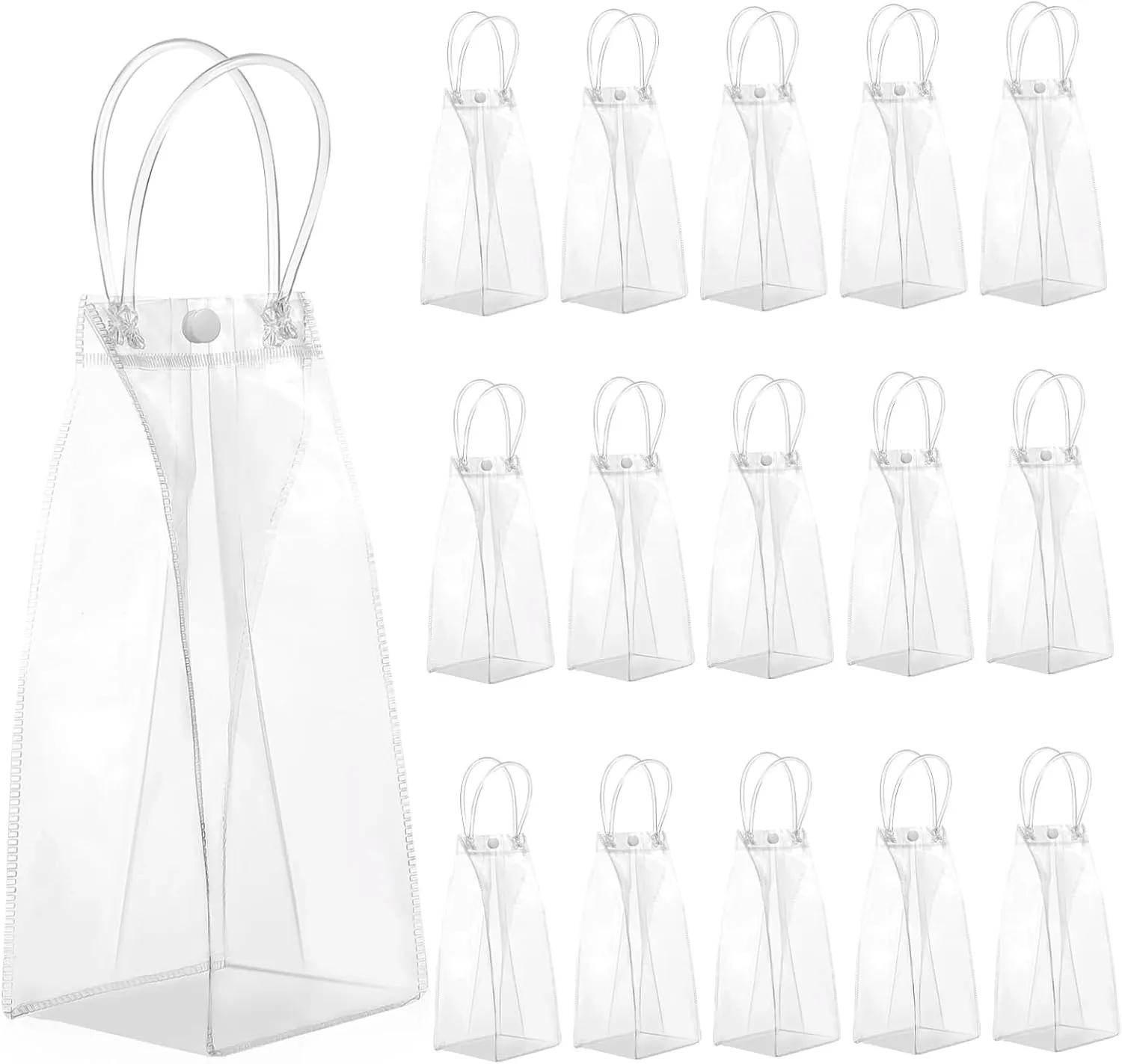 Garneck 15 Pcs Clear Plastic Bags with Handles - Reusable PVC Party Bags for Bachelorette - Weddings and Special Occasions for and Gifting