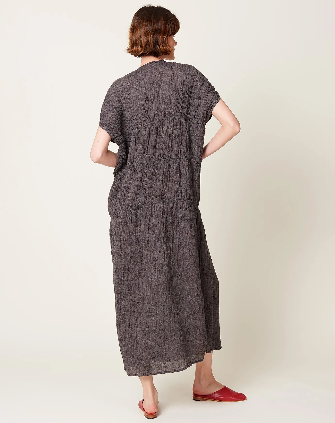 Gem Neck Dress in Black Navy