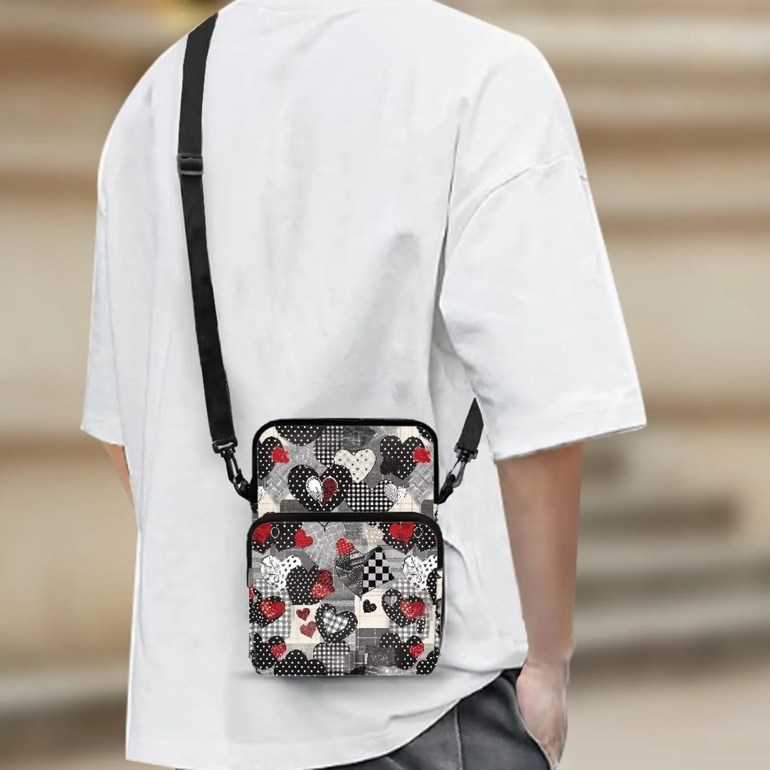 Girls Crossbody Bag, 2 Layer Messenger Sling Bag Travel Passport Purse Waist Pouches