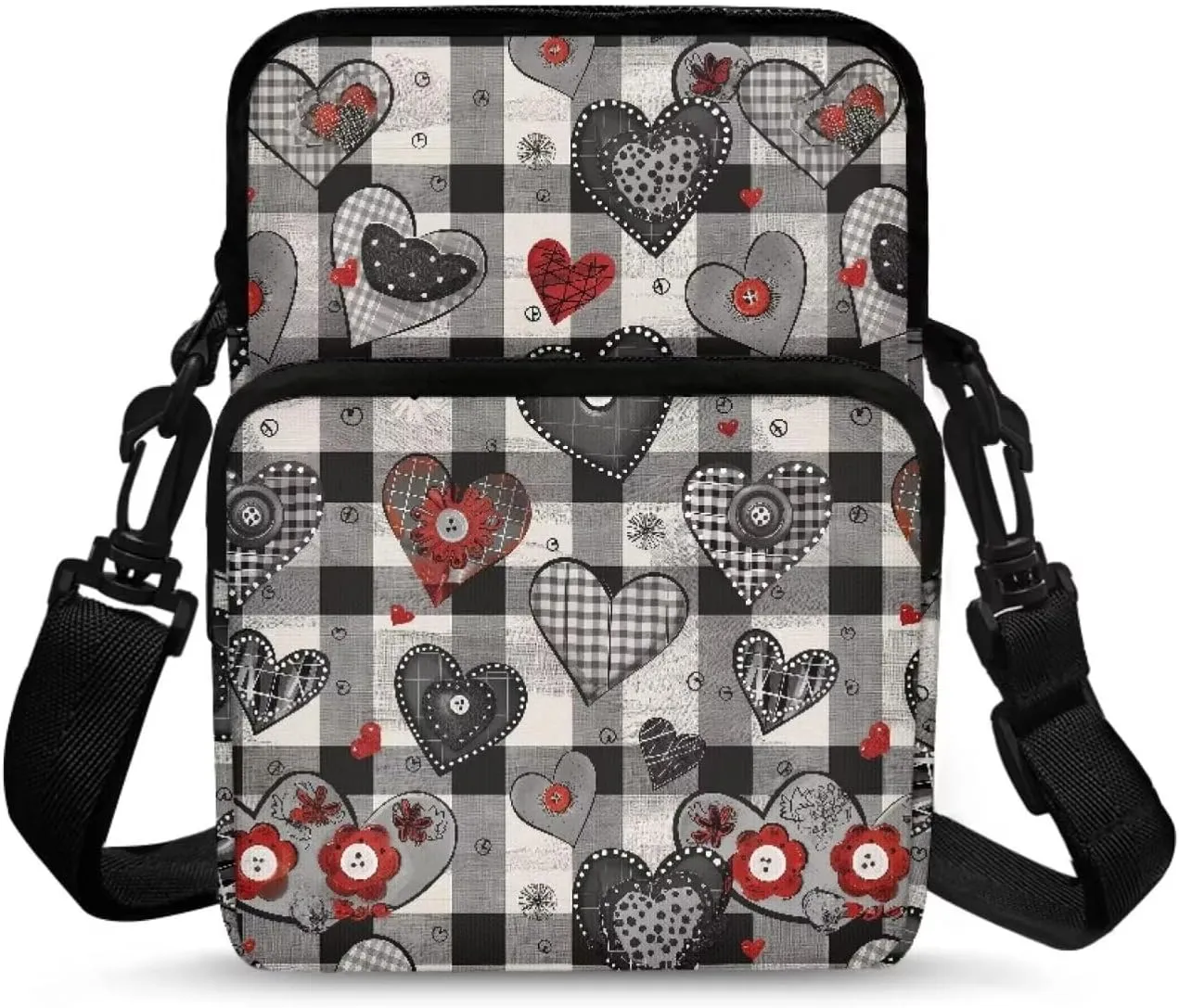 Girls Crossbody Bag, 2 Layer Messenger Sling Bag Travel Passport Purse Waist Pouches