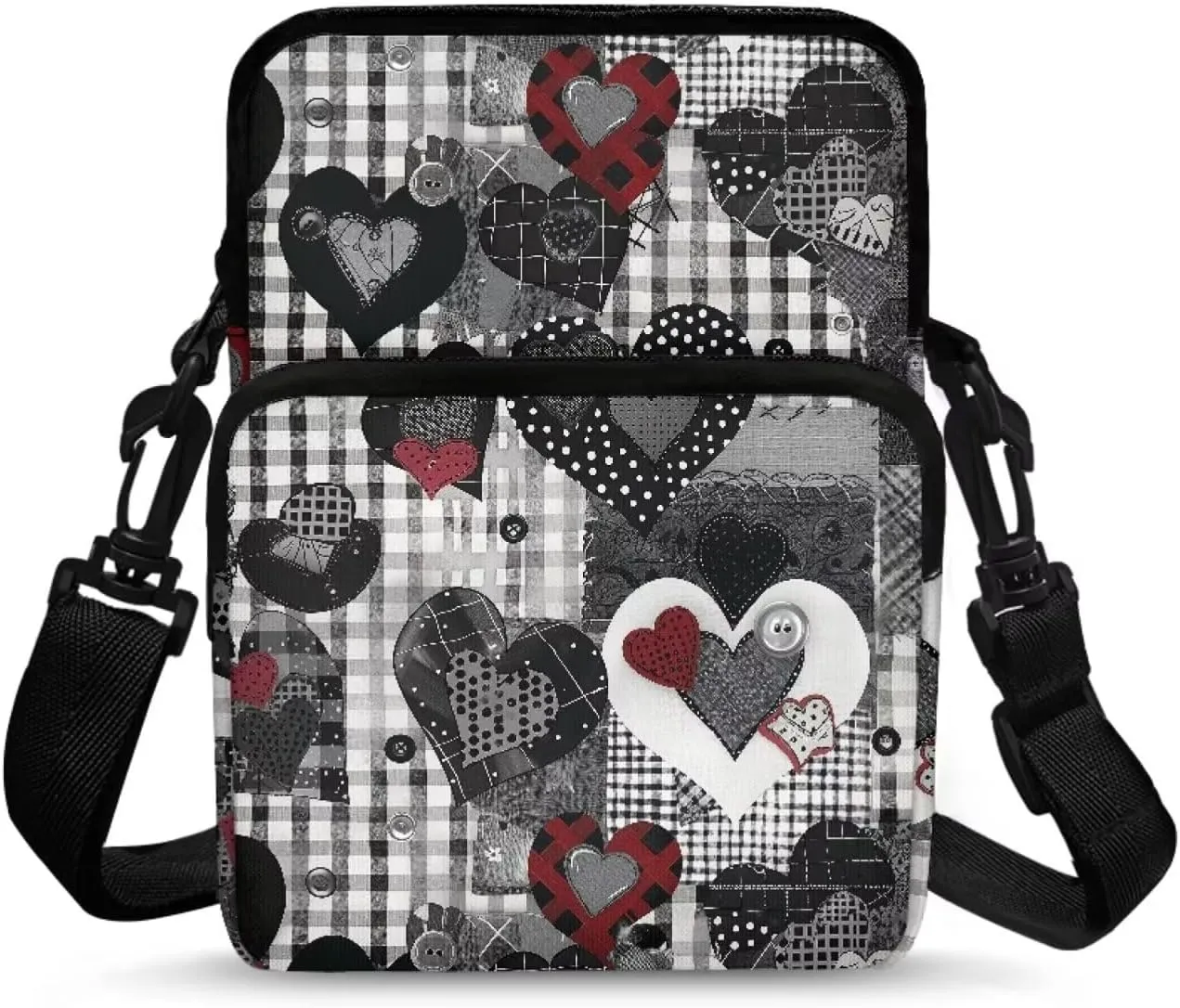 Girls Crossbody Bag, 2 Layer Messenger Sling Bag Travel Passport Purse Waist Pouches