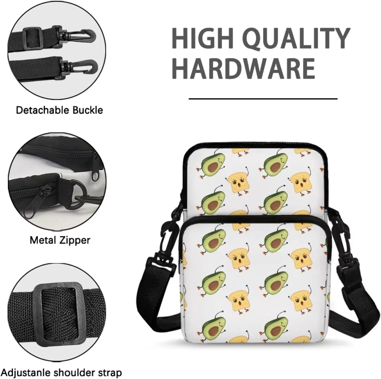 Girls Crossbody Shoulder Bags, 2 Layer Travel Messenger Bag Waist Pouches Purse Bag