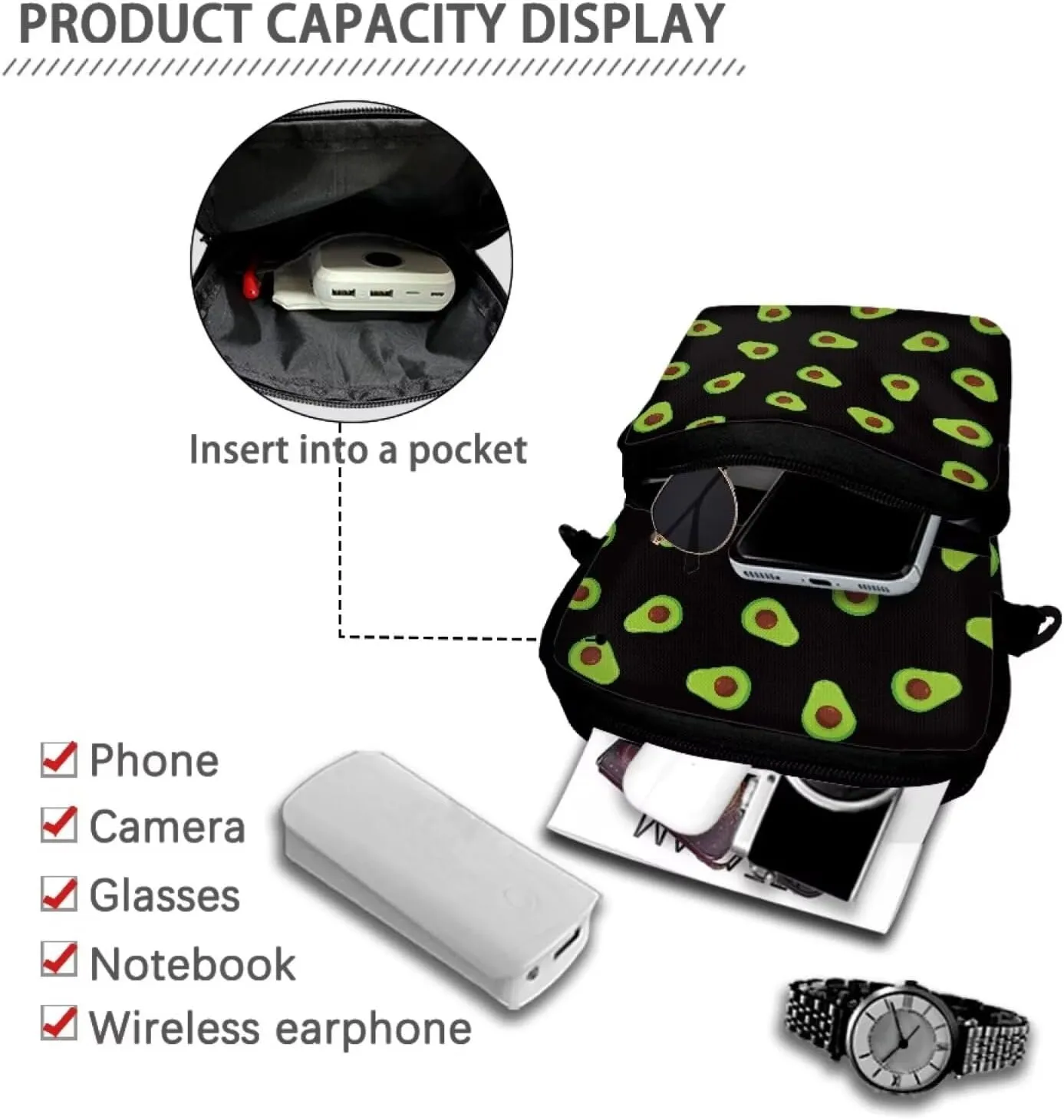 Girls Crossbody Shoulder Bags, 2 Layer Travel Messenger Bag Waist Pouches Purse Bag