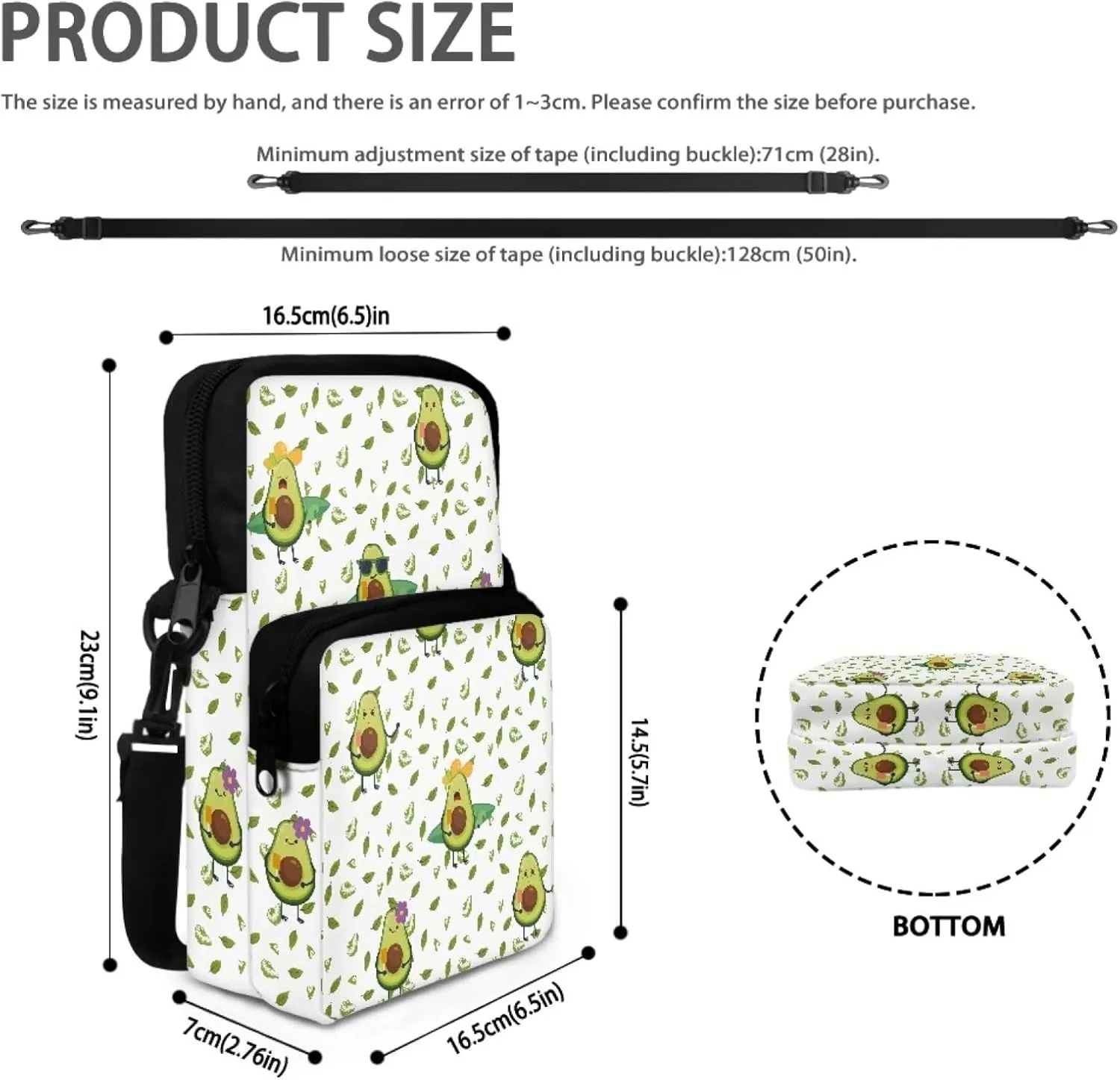 Girls Crossbody Shoulder Bags, 2 Layer Travel Messenger Bag Waist Pouches Purse Bag