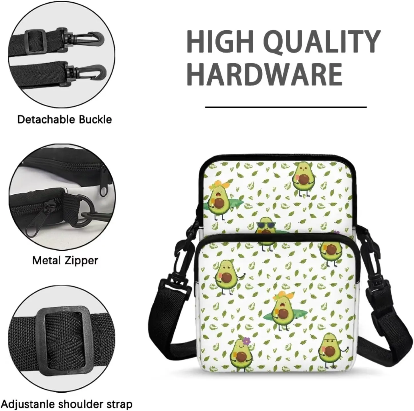 Girls Crossbody Shoulder Bags, 2 Layer Travel Messenger Bag Waist Pouches Purse Bag