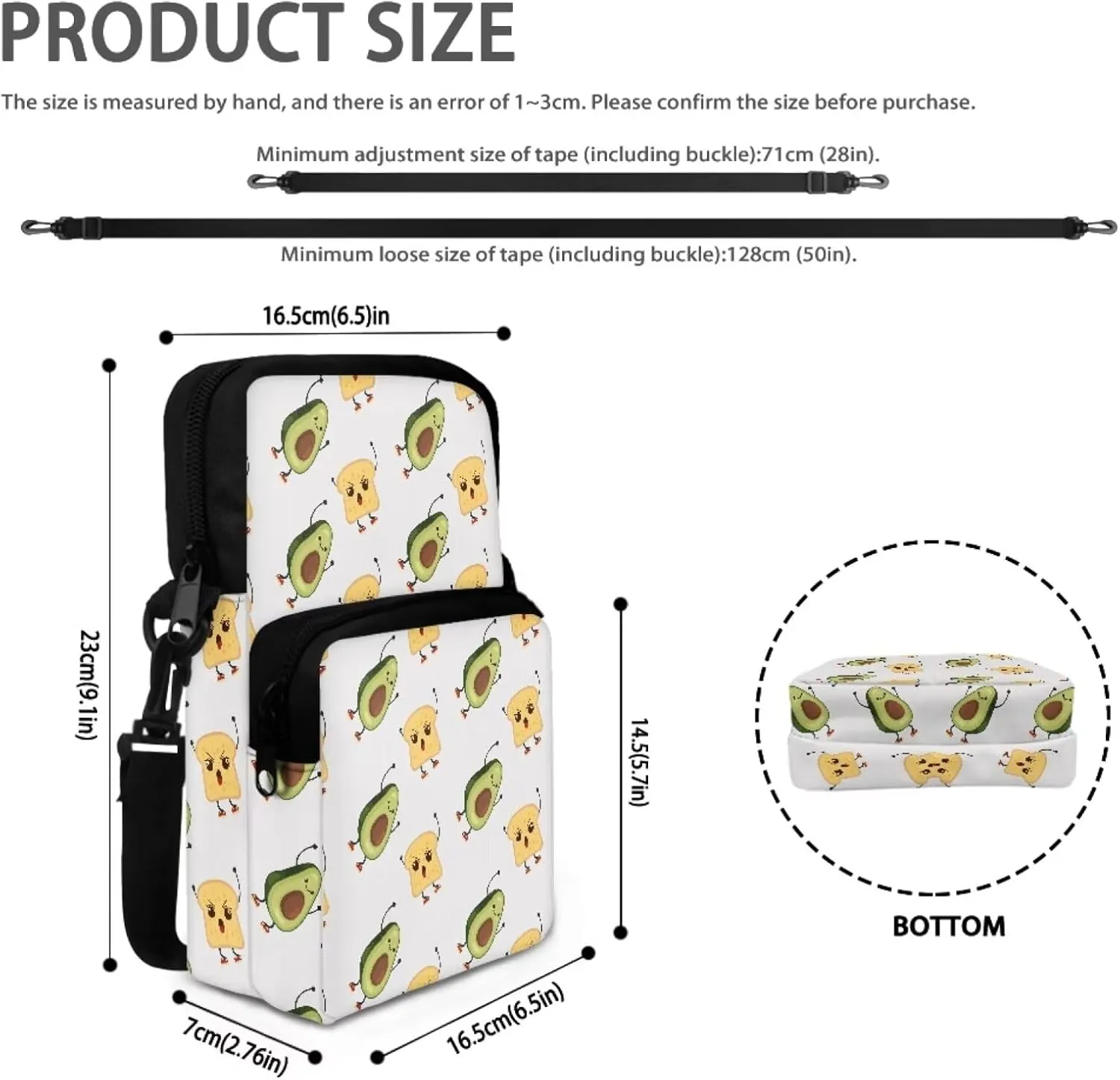 Girls Crossbody Shoulder Bags, 2 Layer Travel Messenger Bag Waist Pouches Purse Bag
