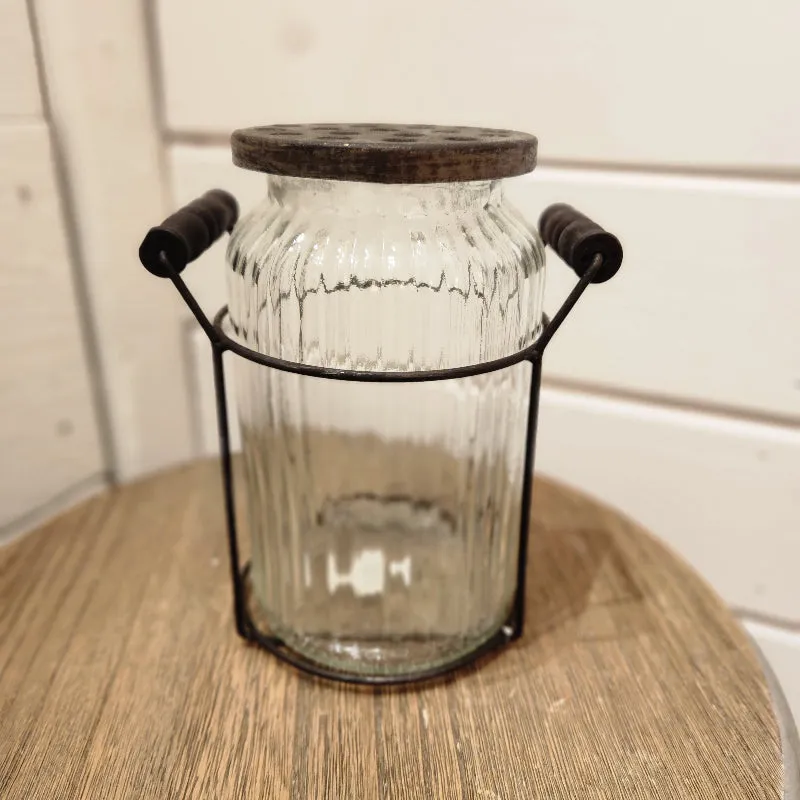 Glass Flower Frog Jar