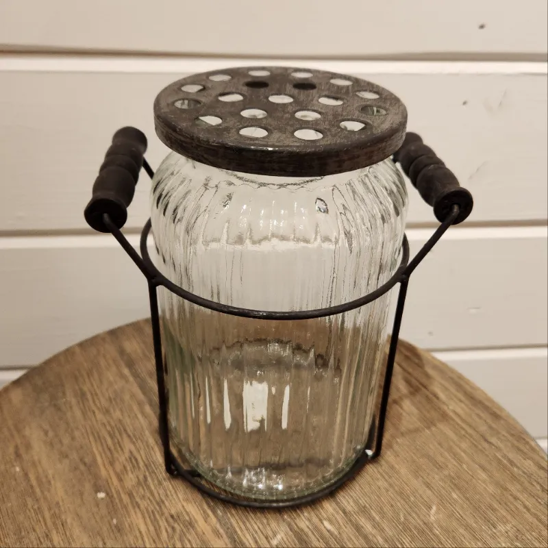 Glass Flower Frog Jar