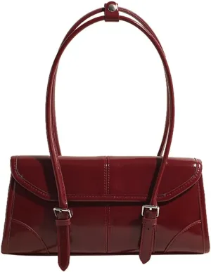 Glossy Vegan Leather Tote Bag for Women Small Y2k Shoulder Purse Trendy Handbags Top Handle Satchels 2024
