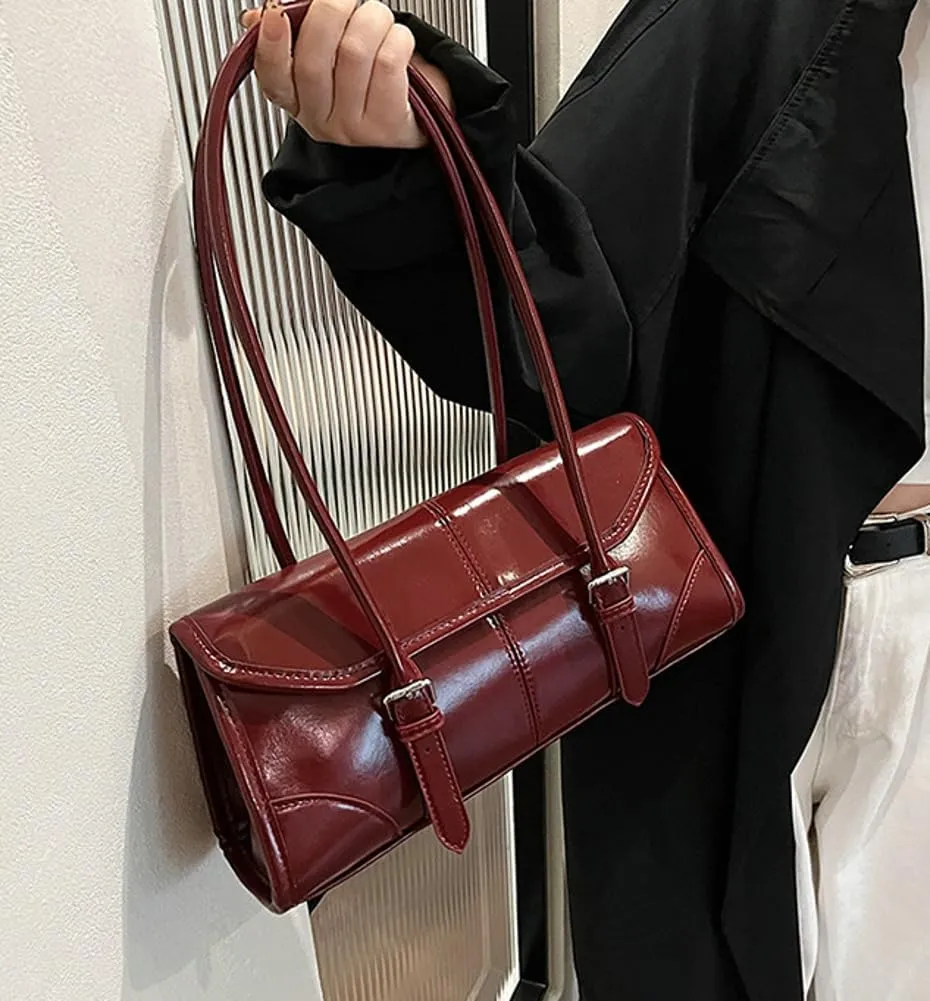 Glossy Vegan Leather Tote Bag for Women Small Y2k Shoulder Purse Trendy Handbags Top Handle Satchels 2024