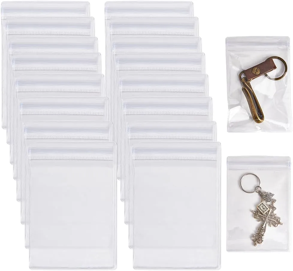 GORGECRAFT 50Pcs Clear Plastic Jewelry Bags Mini Small Ziplock Storage Bag Transparent Resealable Zip Pouch Sample Packing Bag for Small Business Party Favor Food Cookies 4.72 x 3.15 inch