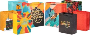 Hallmark Mahogany Gift Bag Assortment (8 Bags: 4 Medium 9", 4 Large 11") for Birthdays, Holidays, Graduations, Bridal Showers