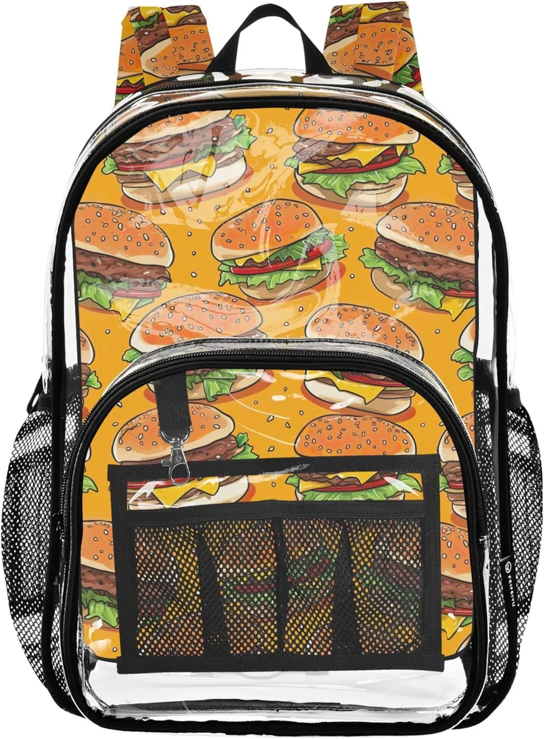 Hamburgers Yellow School Bags, Clear Plastic Bags, Backpack Clear, Girls Backpacks Ages 8-10