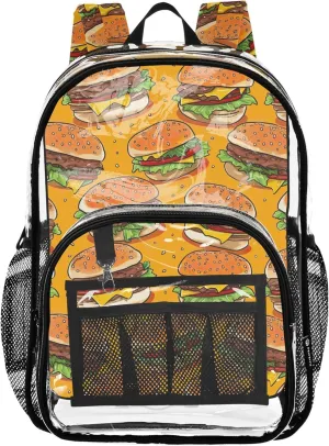 Hamburgers Yellow School Bags, Clear Plastic Bags, Backpack Clear, Girls Backpacks Ages 8-10