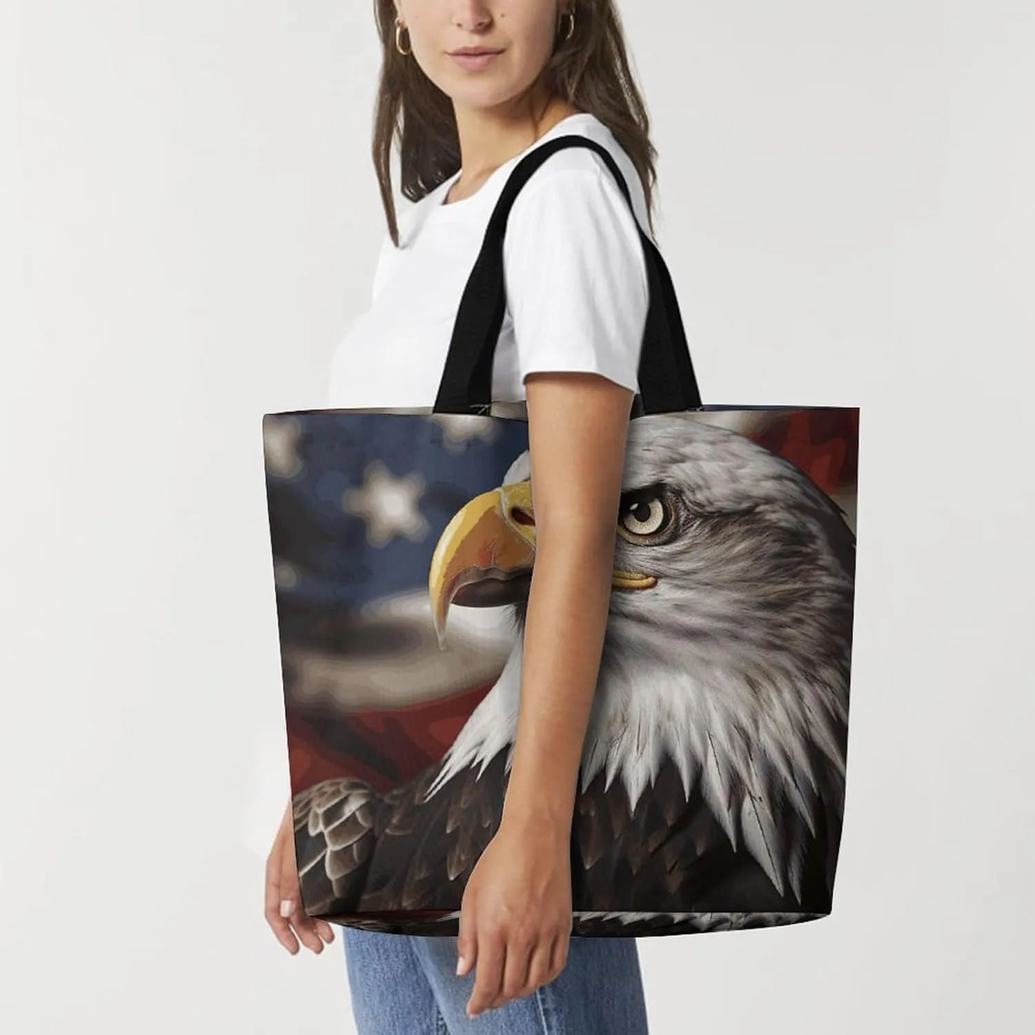 Hand Drawn Groundhog Beach Bag Reusable Tote Bag Foldable Grocery Bags Women Shopping Bags for Daily Essentials