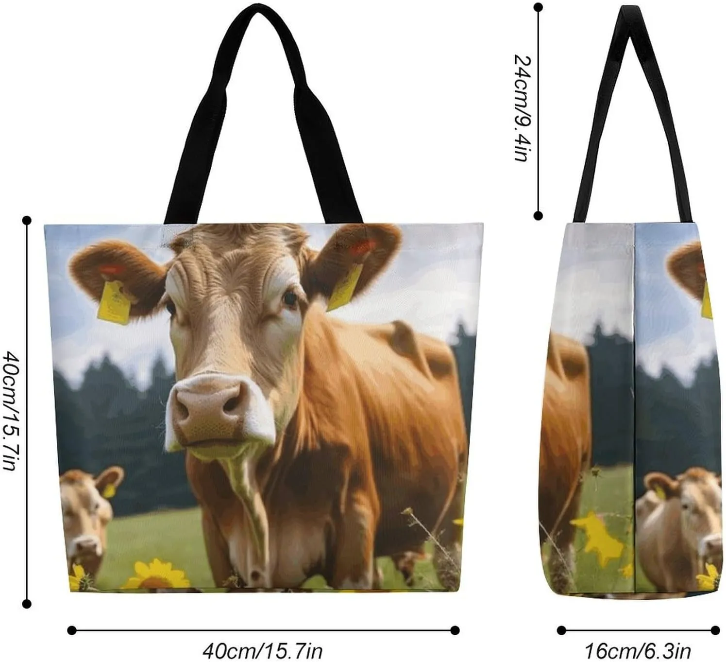 Hand Drawn Groundhog Beach Bag Reusable Tote Bag Foldable Grocery Bags Women Shopping Bags for Daily Essentials