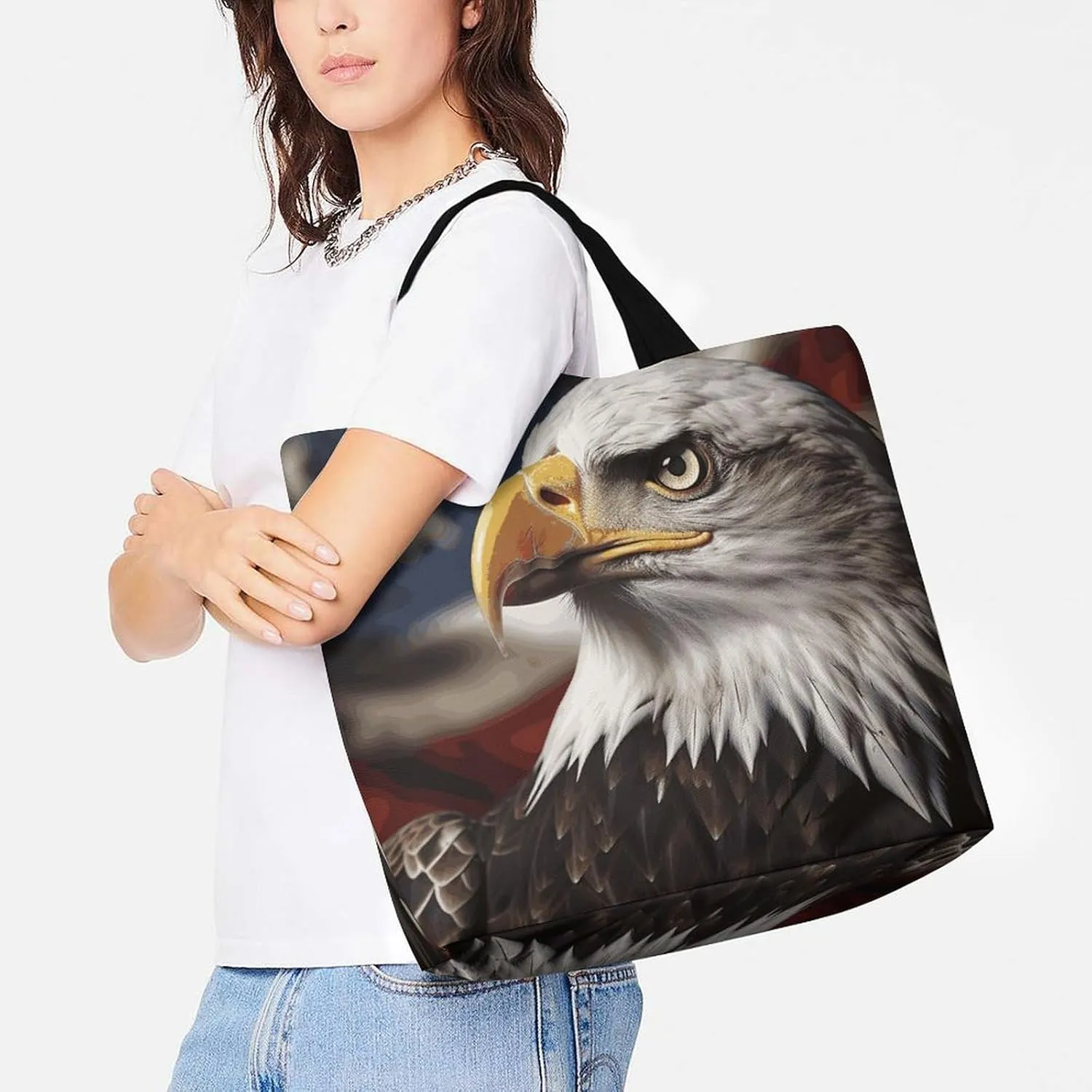 Hand Drawn Groundhog Beach Bag Reusable Tote Bag Foldable Grocery Bags Women Shopping Bags for Daily Essentials