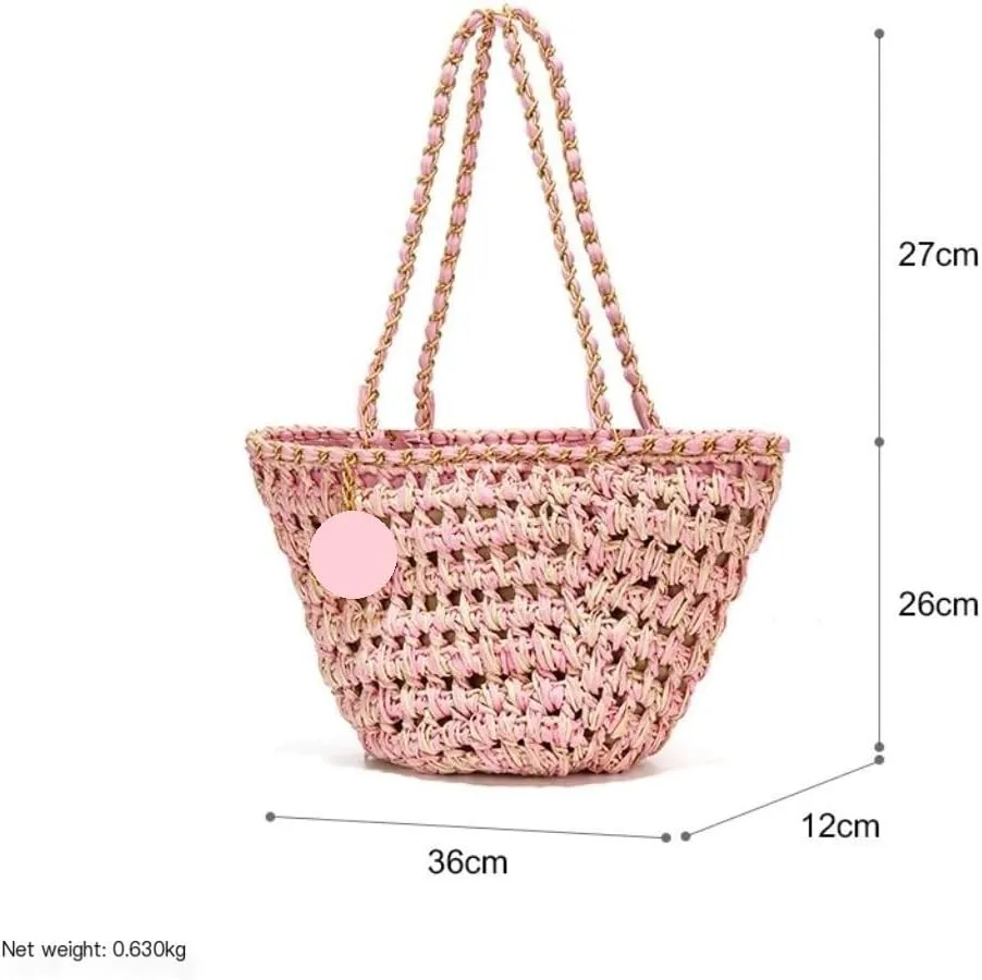 Handbag Hand-Woven Handbags, Fragrant Beach Bags, Straw Bags, Fashionable All-Match Women's Bags Straw Bags Handbag(Brown)