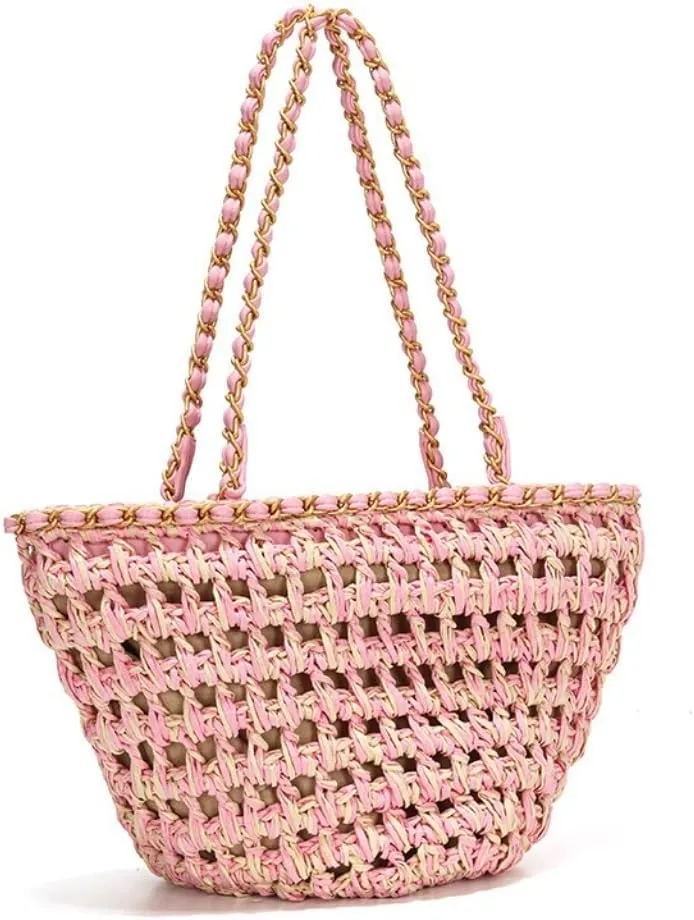 Handbag Hand-Woven Handbags, Fragrant Beach Bags, Straw Bags, Fashionable All-Match Women's Bags Straw Bags Handbag(Brown)