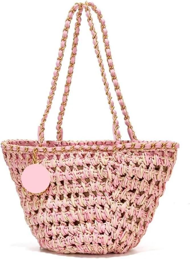 Handbag Hand-Woven Handbags, Fragrant Beach Bags, Straw Bags, Fashionable All-Match Women's Bags Straw Bags Handbag(Brown)