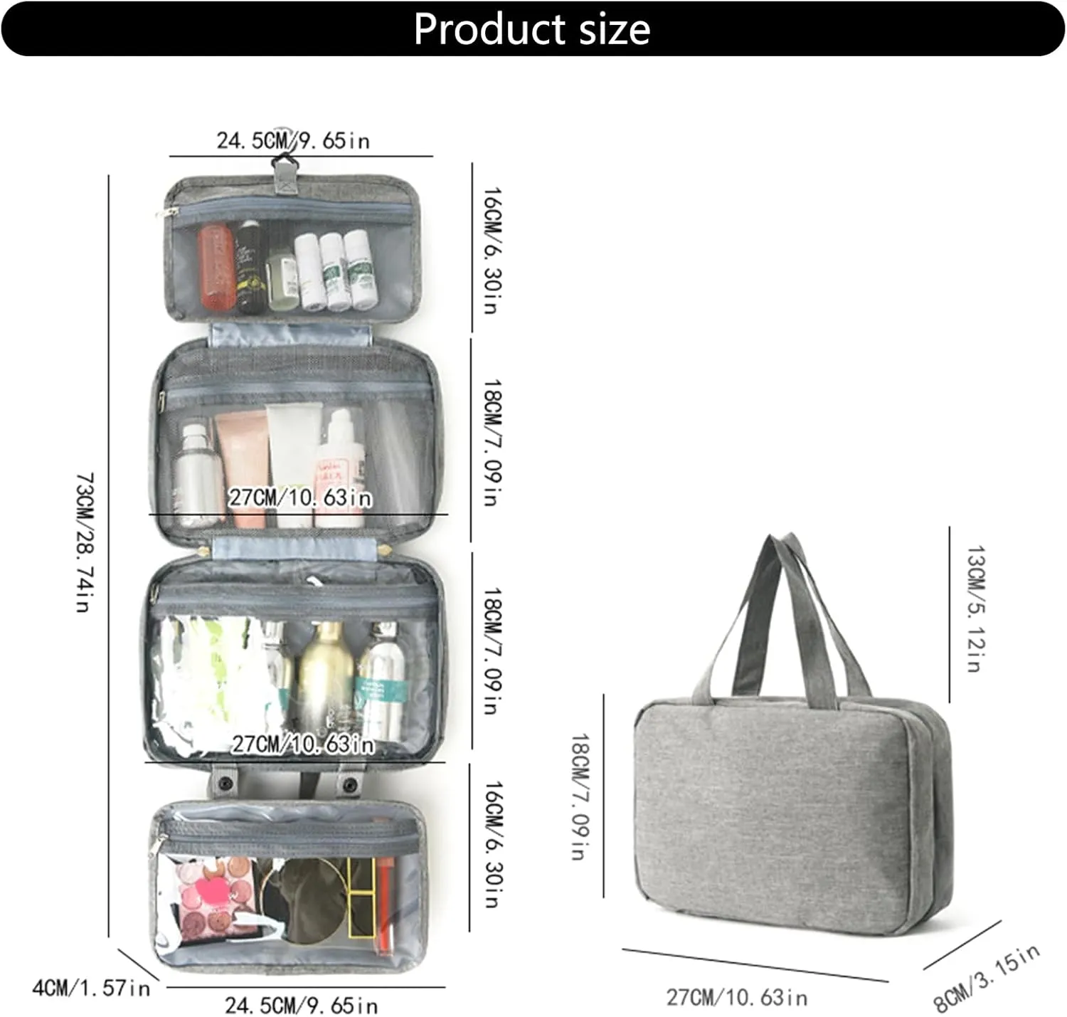 Hanging Travel Toiletry Bag Makeup Organiser Portable Water Small Cosmetic Storage Pouches For Women Girls